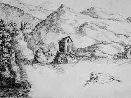 Zeichnung von Franz la Roche auf dem Vierwaldsttter See